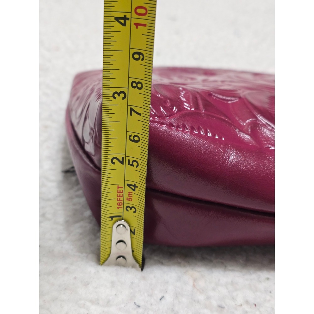 Patricia Nash Valerie Fold-over Wristlet Plum Purple Floral Embossed Leather Bag - Picture 8 of 13